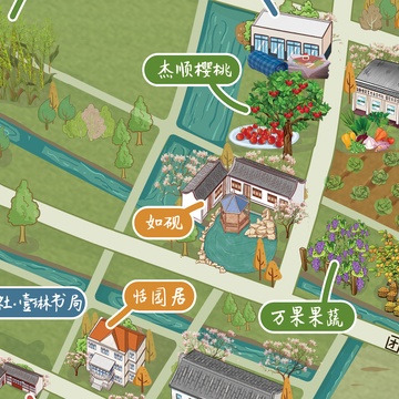 竖新镇手绘乡趣地图